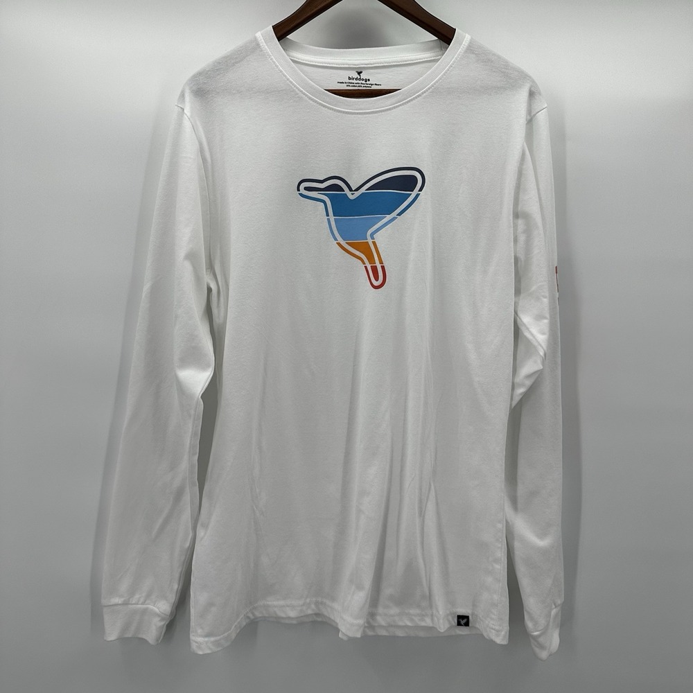Bird Dogs T-Shirt Mens Large White Hummingbird Logo Stretch Performance